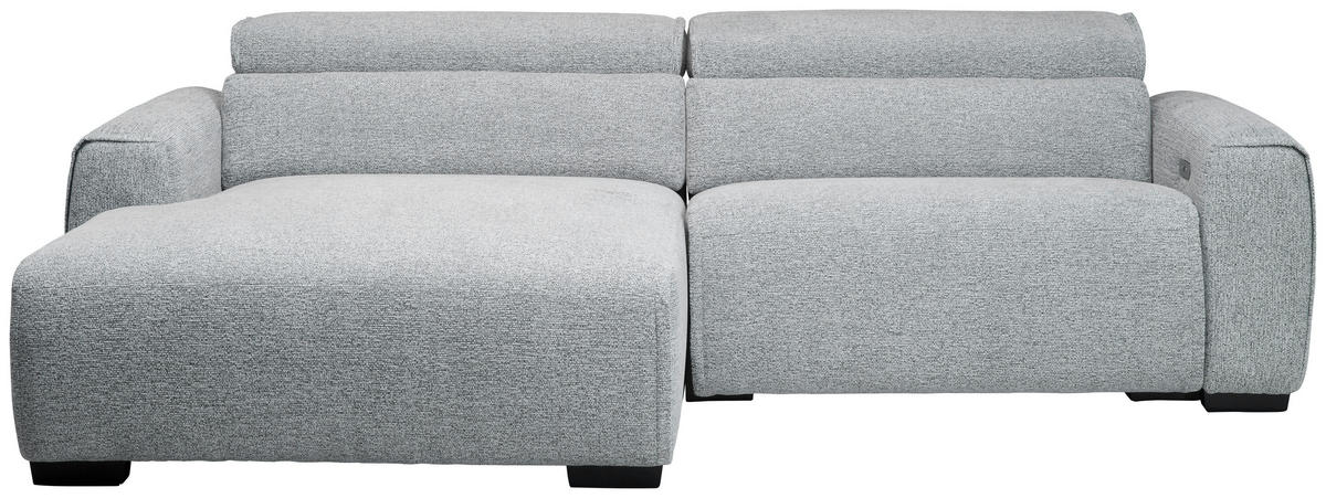 ECKSOFA Hellgrau Mikrofaser  - Hellgrau/Schwarz, Design, Textil/Metall (172/256cm) - Carryhome