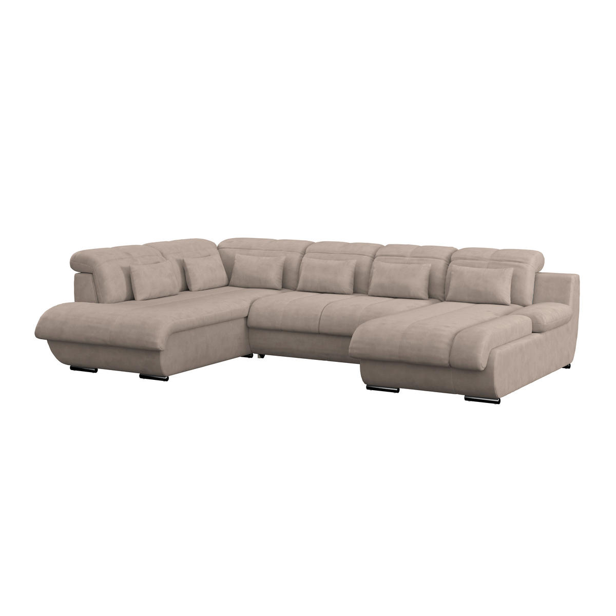 WOHNLANDSCHAFT Beige Mikrofaser  - Chromfarben/Beige, MODERN, Textil/Metall (228/345/184cm) - MID.YOU