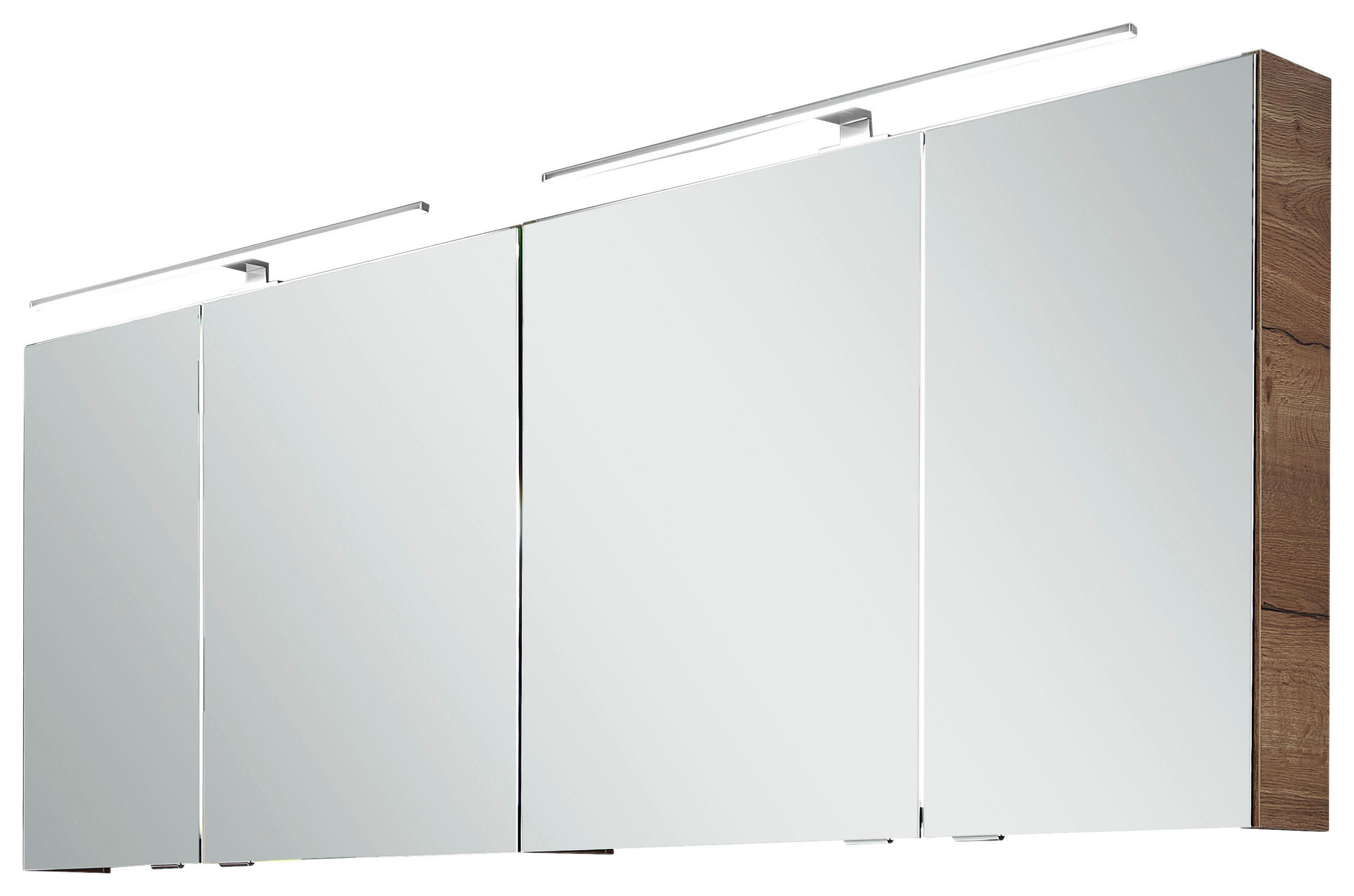 SPIEGELSCHRANK 150,4/70/16 cm  - Chromfarben/Eichefarben, KONVENTIONELL, Glas/Holzwerkstoff (150,4/70/16cm) - Sadena