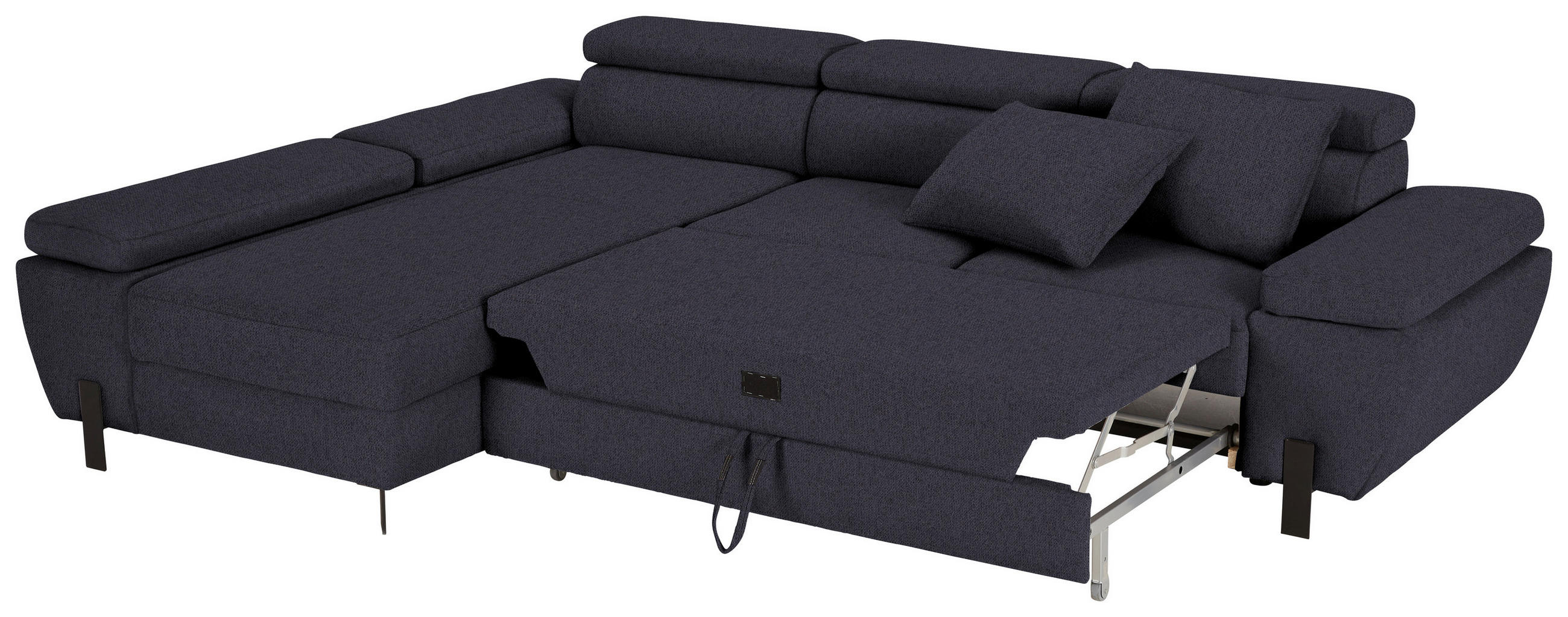 HÖRNSOFFA i vävt tyg mörkblå  - svart/mörkblå, Modern, metall/textil (93/90/277cm) - MID.YOU