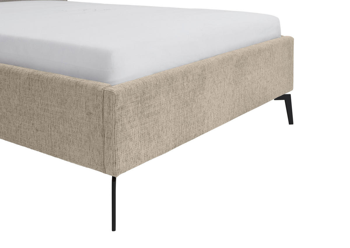 POLSTERBETT 140/200 cm  in Cappuccino  - Schwarz/Cappuccino, Design, Textil/Metall (140/200cm) - home24