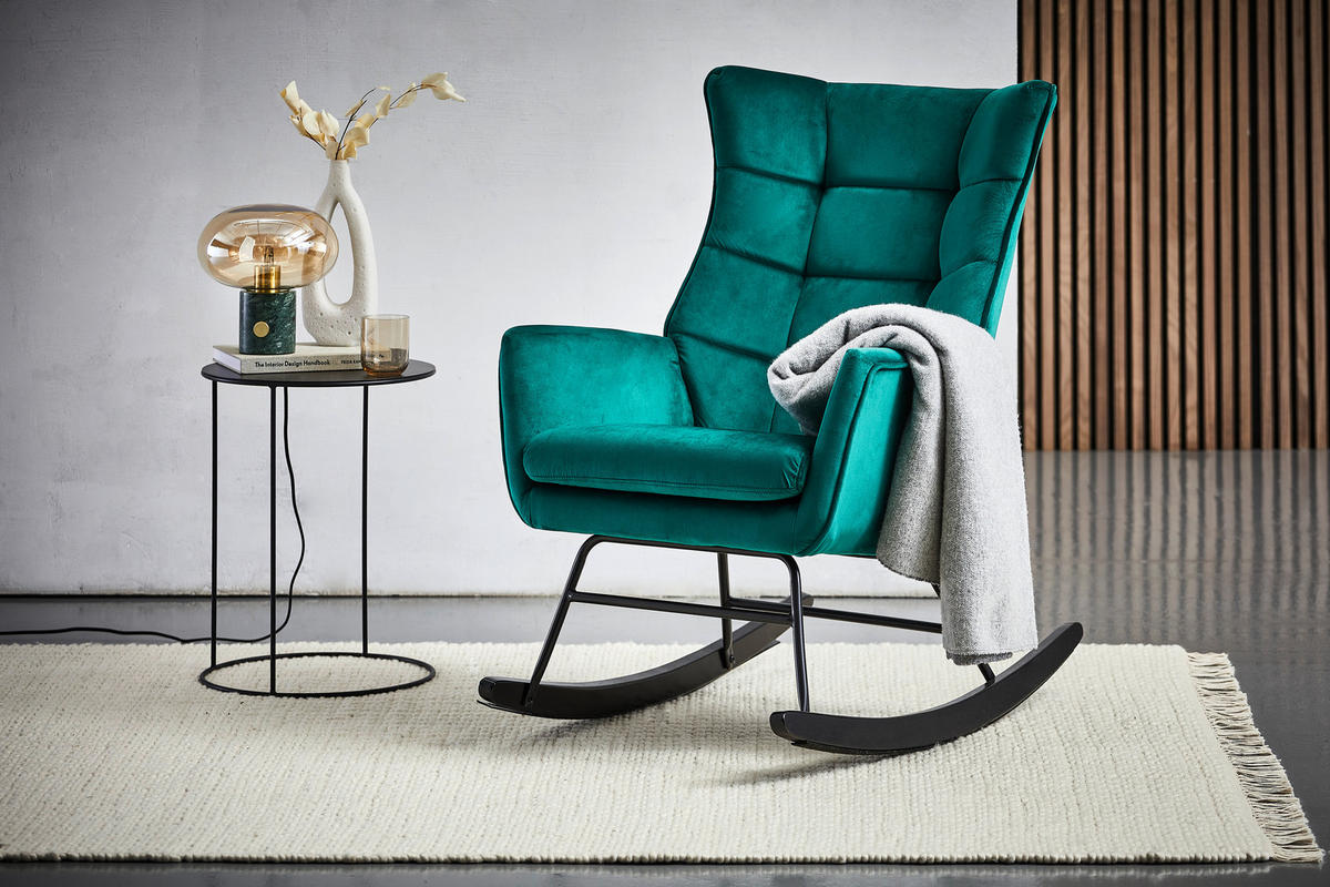 GUGALNIK,  zelena, črna les, kovina, tekstil - črna/zelena, Trend, kovina/tekstil (96/89/68cm) - Xora