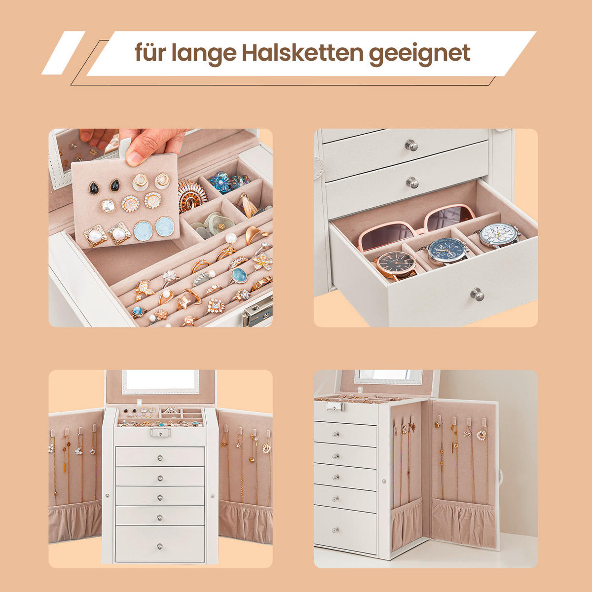 SCHMUCKKÄSTCHEN 26/32/15,6 cm  - Weiß, LIFESTYLE, Holzwerkstoff (26/32/15,6cm)