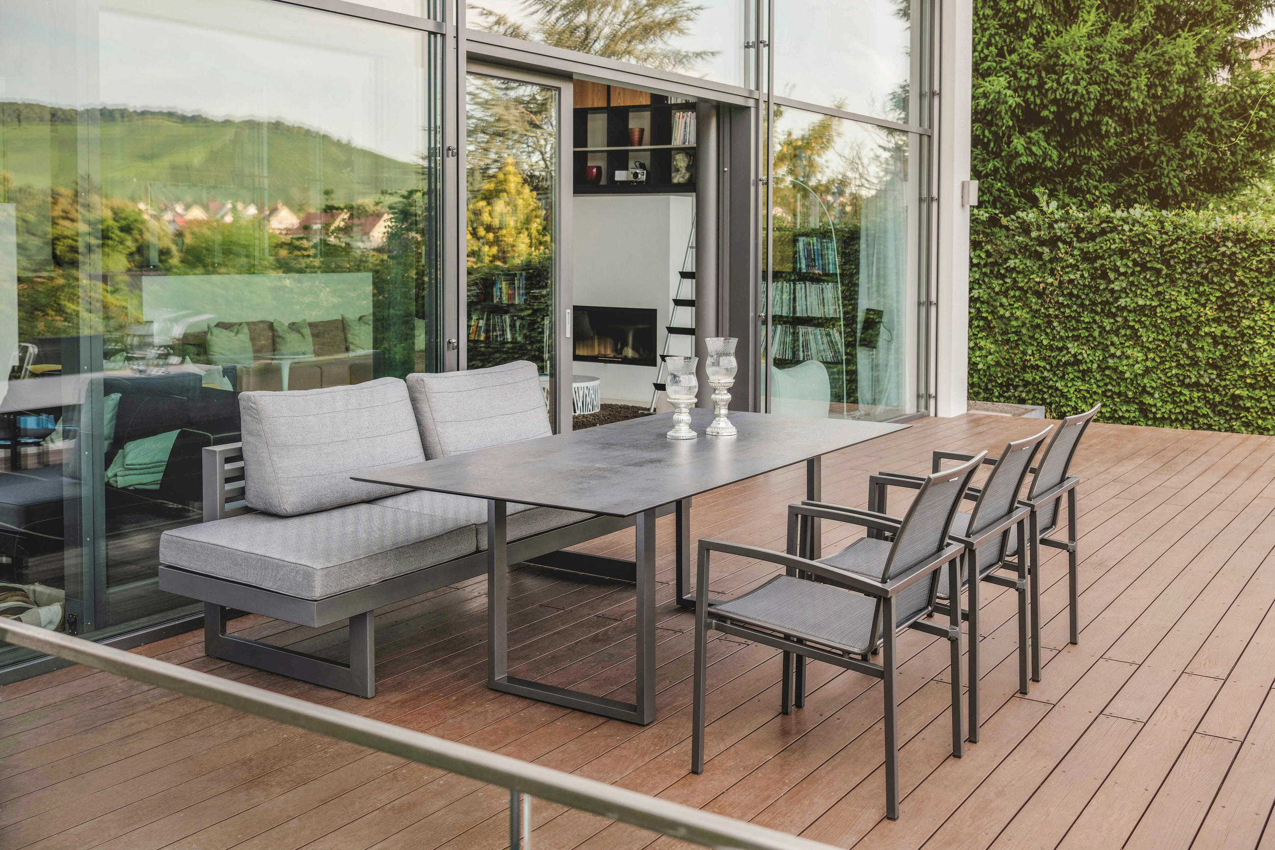 GARTENLIEGE 80/73/216 cm  - Anthrazit/Grau, Design, Textil/Metall (80/73/216cm) - Stern