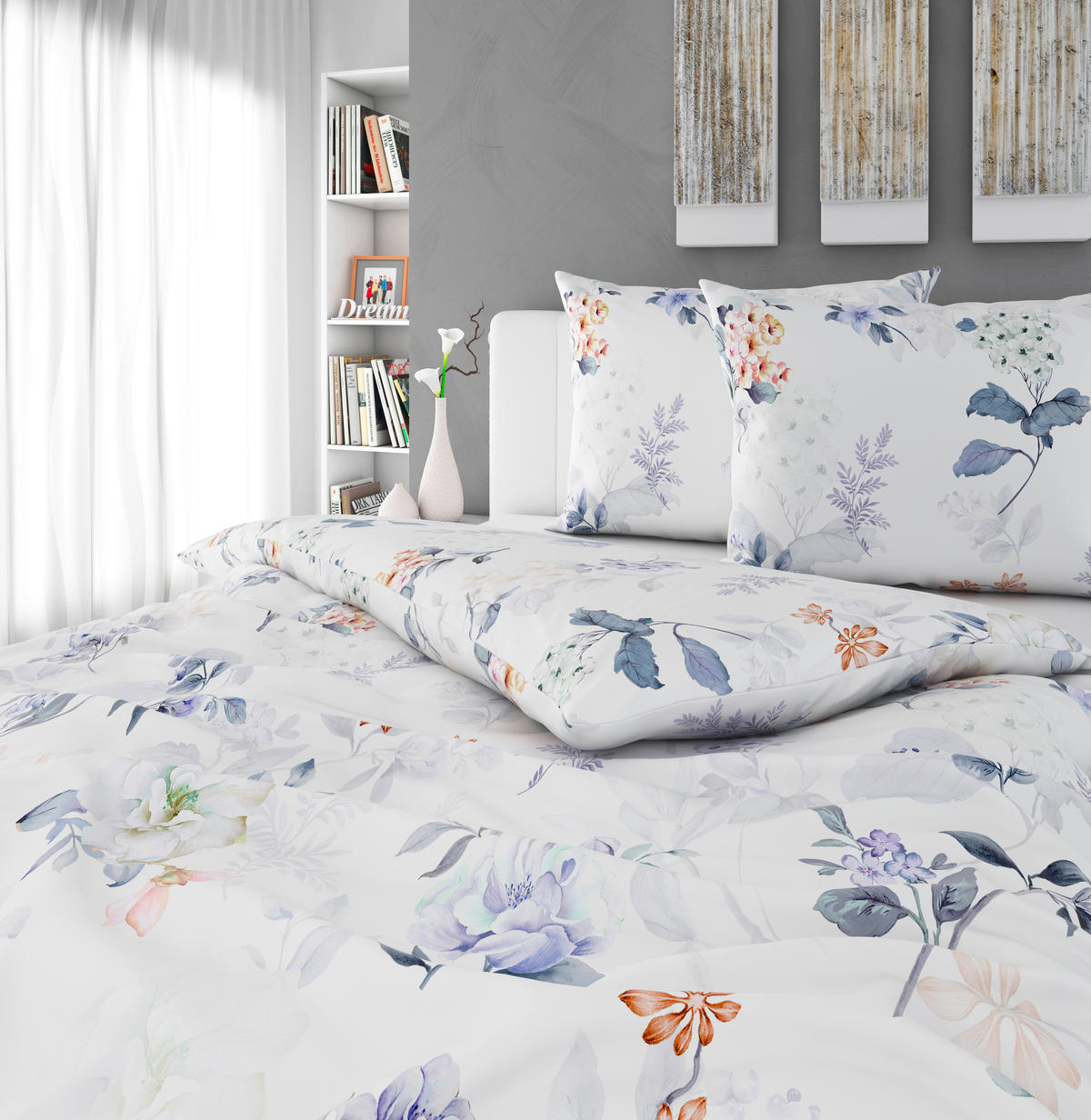 POSTELJNINA BLOSSOM 220/240 cm saten večbarvno  - večbarvno, Konvencionalno, tekstil (220/240cm) - Esposa