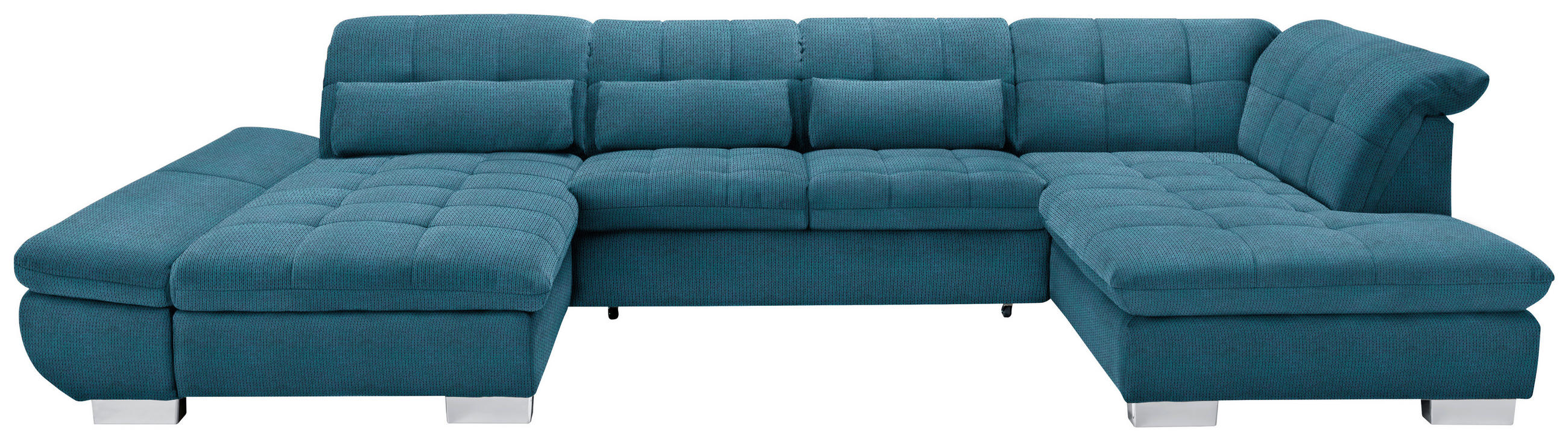 WOHNLANDSCHAFT in Mikrofaser Blau  - Chromfarben/Blau, Design, Kunststoff/Textil (204/350/211cm) - Xora