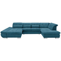 WOHNLANDSCHAFT in Mikrofaser Blau  - Chromfarben/Blau, Design, Kunststoff/Textil (204/350/211cm) - Xora