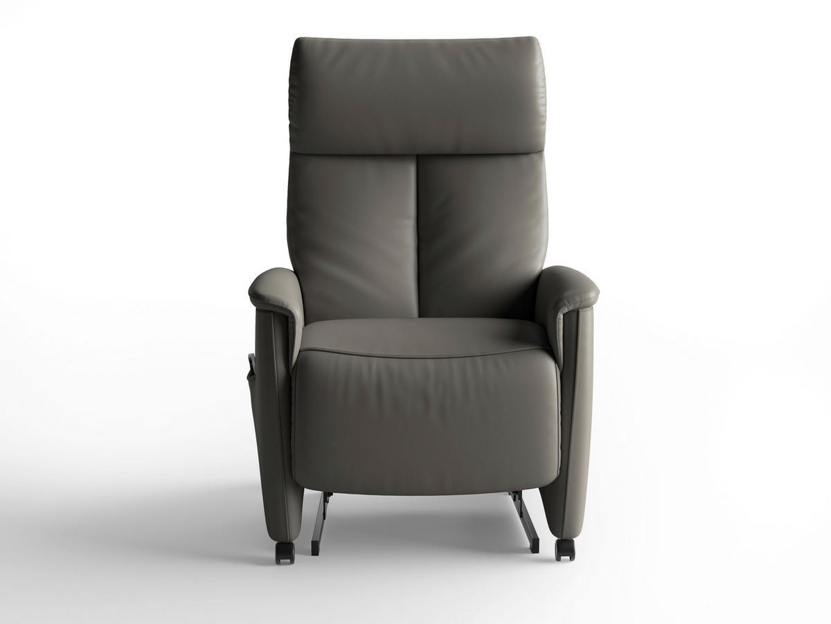 RELAXSESSEL TV CREMONA COMFORT E L3 Echtleder Kopfteilverstellung, Fußteilverstellung, Rücken echt    - Anthrazit/Schwarz, Basics, Leder/Kunststoff (76/114/84cm) - Sit & More