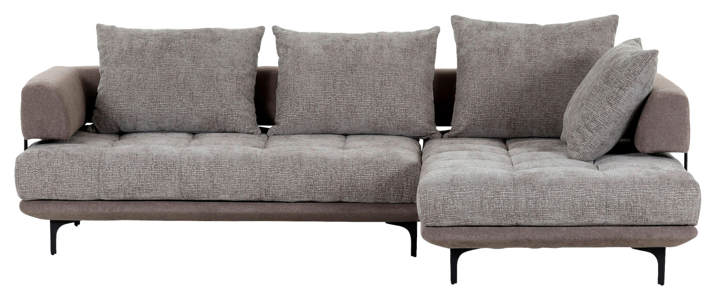 ECKSOFA in Flachgewebe Braun  - Schwarz/Braun, Konventionell, Textil/Metall (263/195cm) - Carryhome