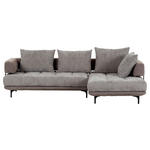 ECKSOFA Braun Flachgewebe  - Schwarz/Braun, KONVENTIONELL, Textil/Metall (263/195cm) - Carryhome