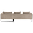 ECKSOFA  in Cord Taupe  284/178 cm  - Taupe/Schwarz, KONVENTIONELL, Textil/Metall (284/178cm) - Hom`in