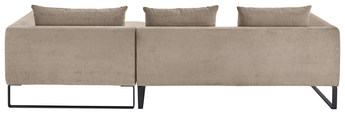 ECKSOFA Taupe Cord  - Taupe/Schwarz, KONVENTIONELL, Textil/Metall (284/178cm) - Hom`in