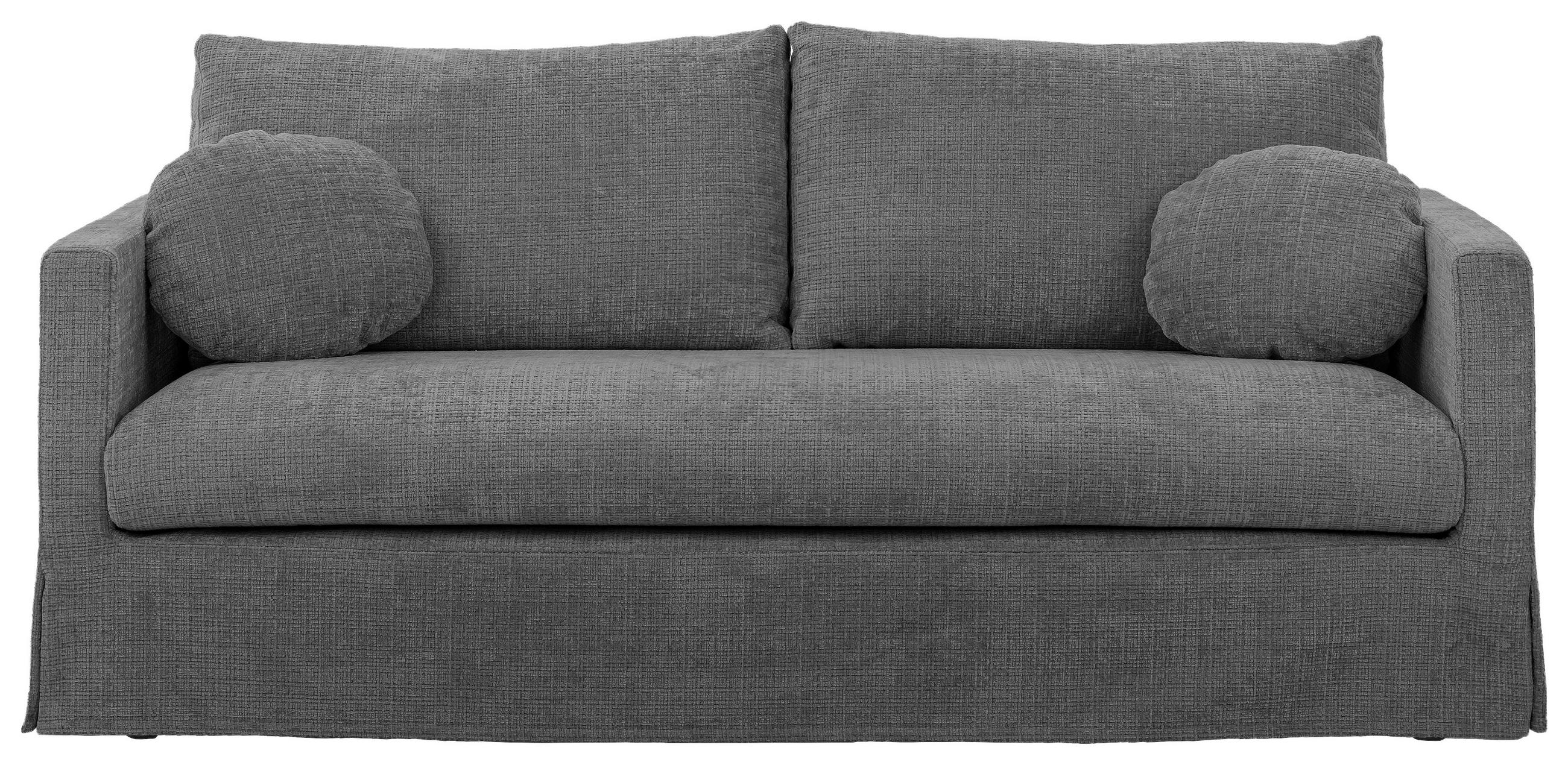 3-SITZER-HUSSENSOFA PAPHOS Chenille Dunkelgrau  - Dunkelgrau/Schwarz, Design, Kunststoff/Textil (195/89/95cm) - P & B