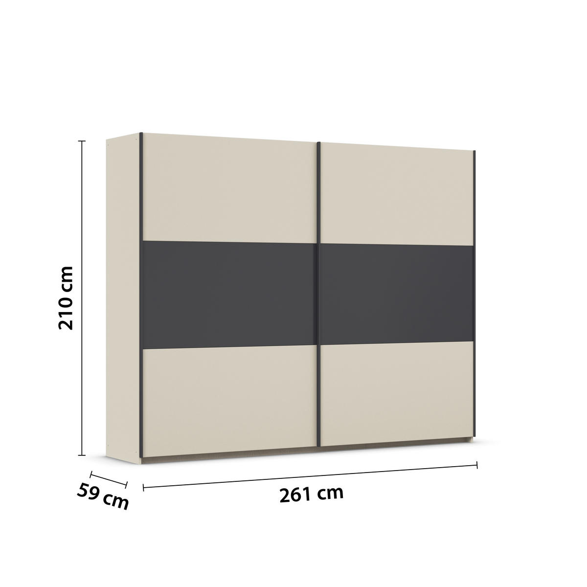 SCHWEBETÜRENSCHRANK 261/210/59 cm 2-türig Grau, Champagner  - Champagner/Grau, MODERN, Holzwerkstoff/Metall (261/210/59cm) - Rauch Möbel