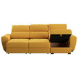 ECKSOFA in Velours Senfgelb  - Senfgelb/Schwarz, KONVENTIONELL, Kunststoff/Textil (285/177cm) - Carryhome