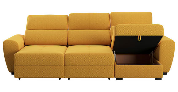 ECKSOFA in Velours Senfgelb  - Senfgelb/Schwarz, KONVENTIONELL, Kunststoff/Textil (285/177cm) - Carryhome