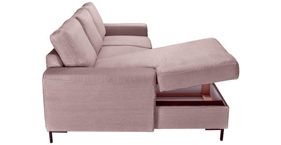 ECKSOFA Altrosa Cord  - Schwarz/Altrosa, KONVENTIONELL, Textil/Metall (150/240cm) - Carryhome