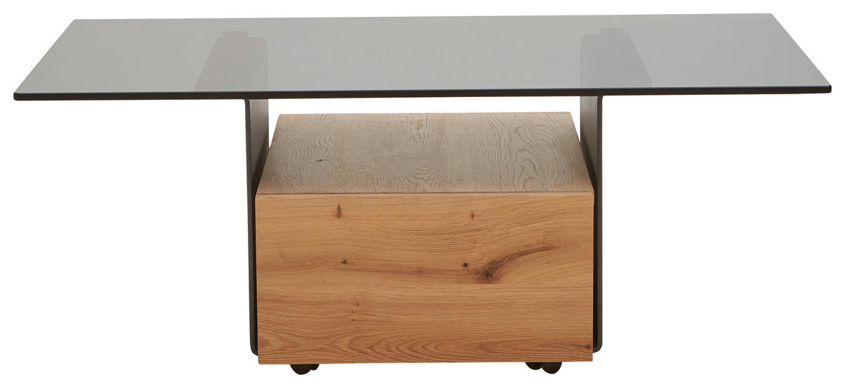 COUCHTISCH in Holz, Metall, Glas 70/115/43 cm  - Eichefarben/Anthrazit, Natur, Glas/Holz (70/115/43cm) - Voglauer