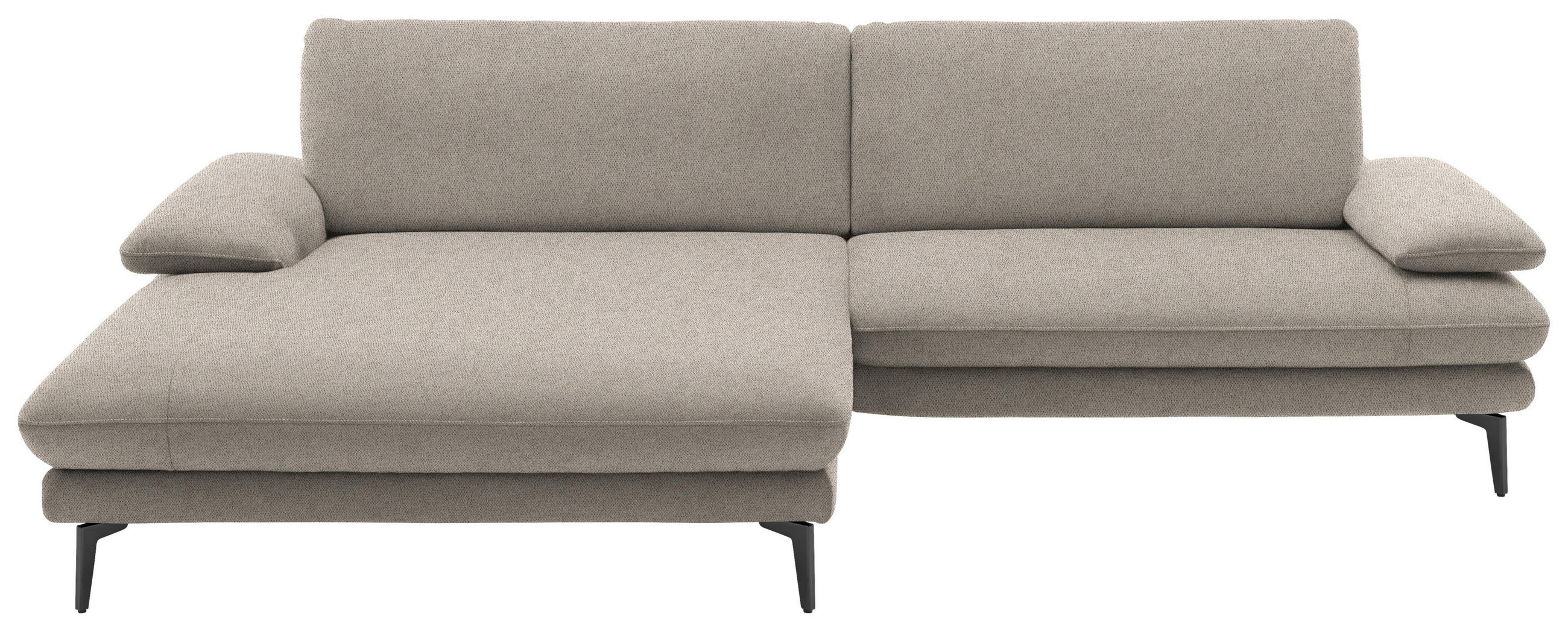 ECKSOFA in Webstoff Hellbraun  - Hellbraun/Schwarz, Design, Textil/Metall (184/284cm) - Dieter Knoll