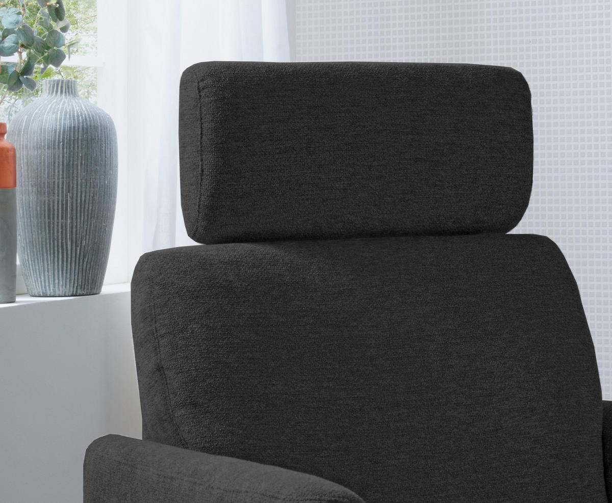 RELAXSESSEL in Textil Schwarz  - Schwarz, Modern, Textil/Metall (77/105/87-154cm) - Livetastic