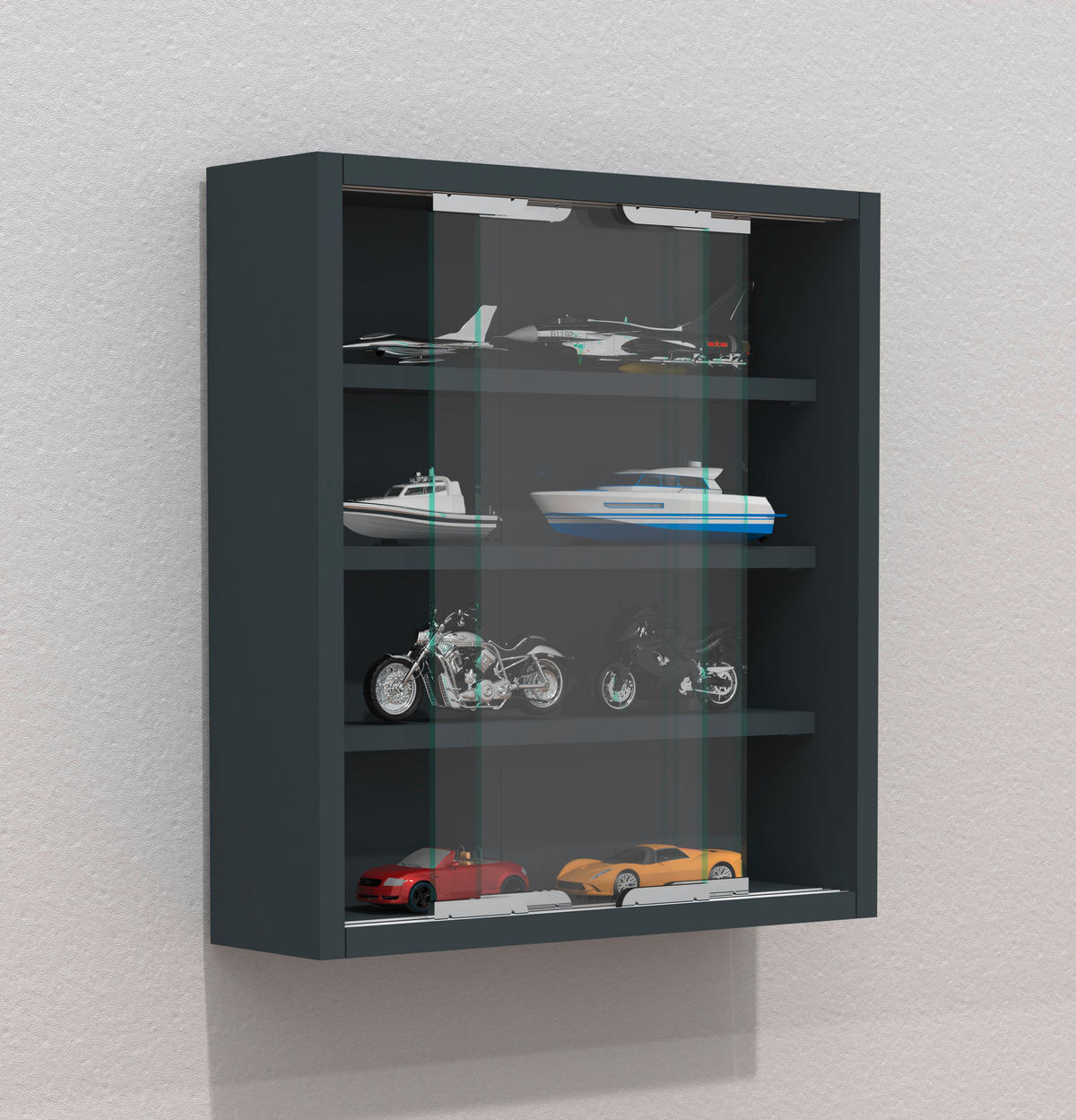 HÄNGEVITRINE in Anthrazit  - Anthrazit/Silberfarben, Modern, Glas/Holzwerkstoff (37/40/10cm) - MID.YOU