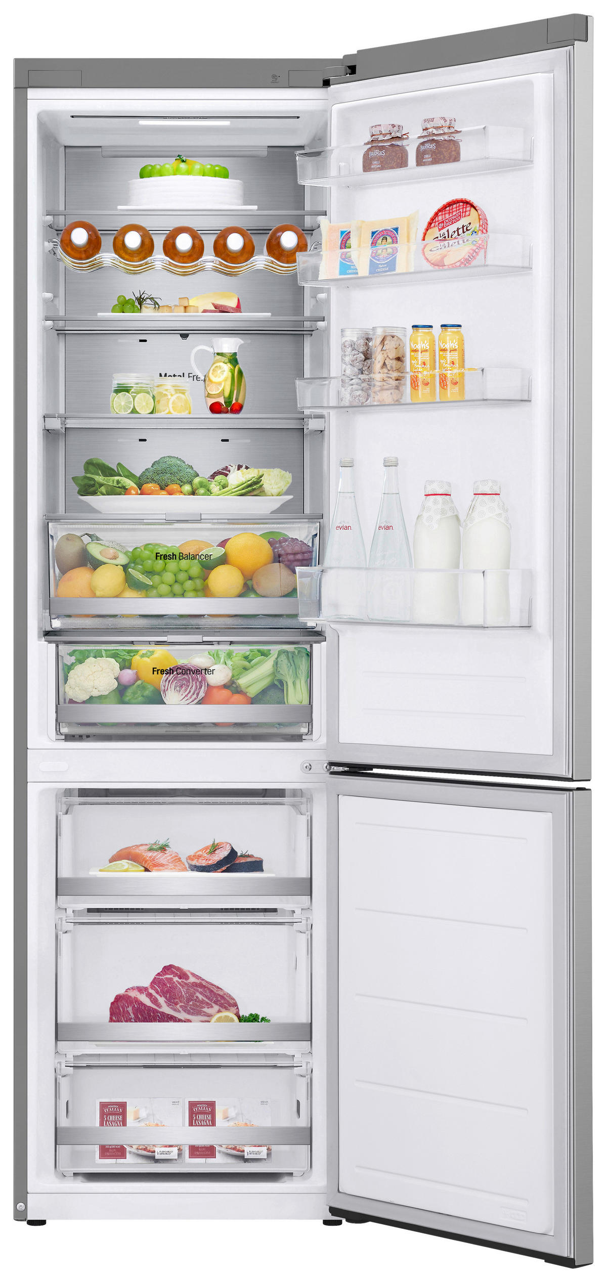 KÜHL-GEFRIER-KOMBINATION 59.5/203/75 cm GBV7270CPY  - Edelstahlfarben, Trend, Glas/Kunststoff (59.5/203/75cm) - LG