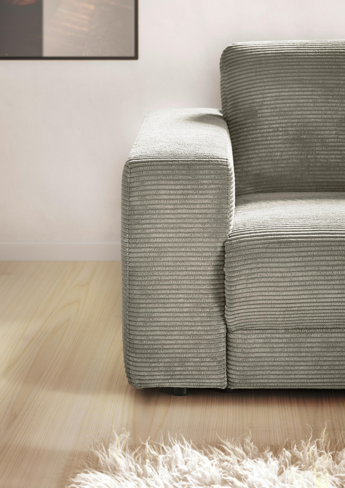 ECKSOFA in Cord Graubraun  - Graubraun/Schwarz, Design, Kunststoff/Textil (296/168cm) - Pure Home Lifestyle