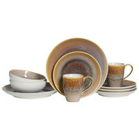 KOMBINOVANÝ SERVIS, 8-dielne, kamenina - piesková/biela, Basics, keramika - Creatable