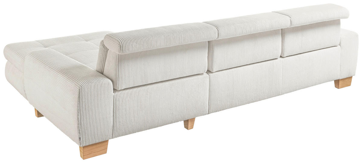 ECKSOFA Silberfarben Cord  - Eiche Bianco/Silberfarben, KONVENTIONELL, Holz/Textil (307/195cm) - SetOne by Musterring