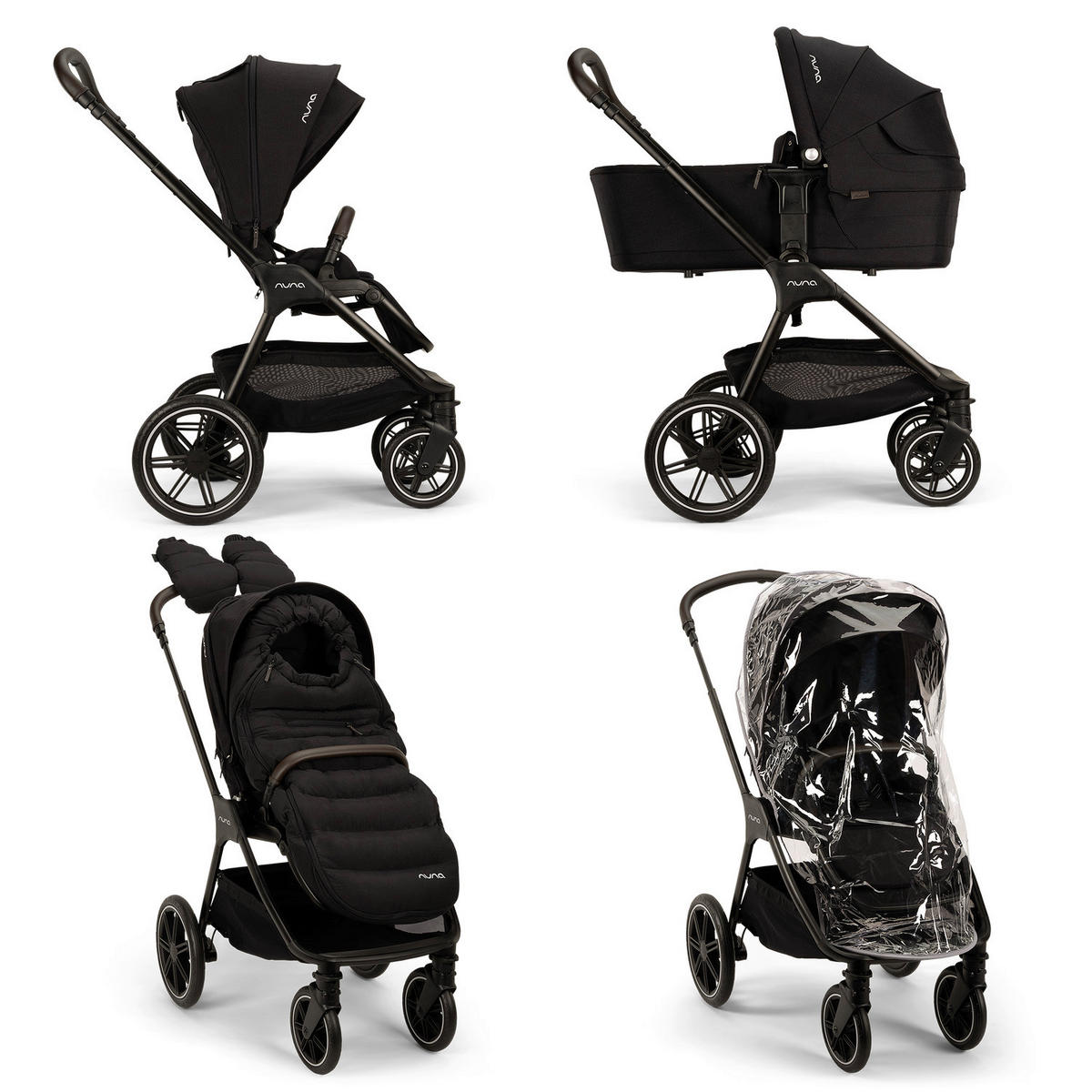 KINDERWAGENSET  TRIV lx Caviar  Caviar  - Schwarz, Basics, Kunststoff/Metall (96/58/109cm) - Nuna
