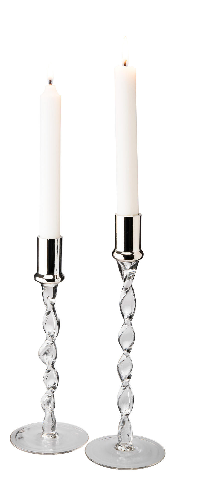 LJUSSTAKE SET  - kromfärg/transparent, Design, metall/glas (27cm) - Dorre
