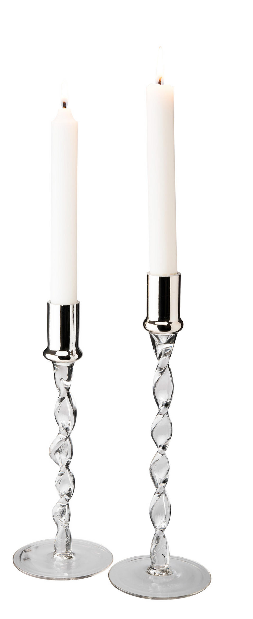 LJUSSTAKE SET  - kromfärg/transparent, Design, metall/glas (27cm) - Dorre