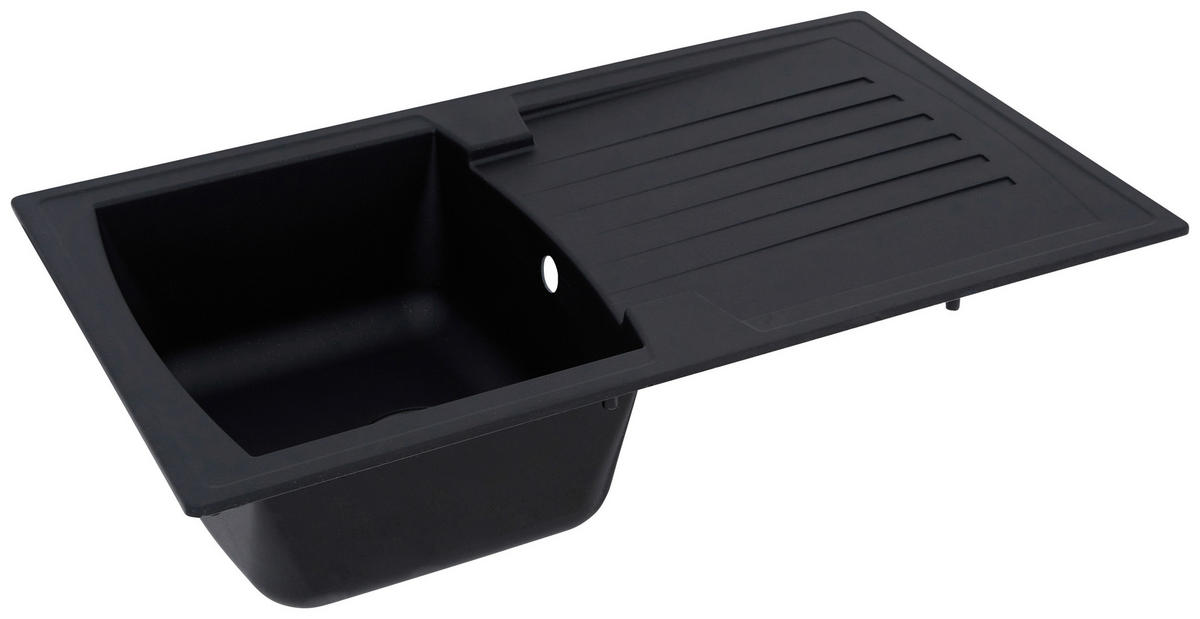 SPÜLE 1712BOSTON86X50S  - Schwarz, Trend, Glas/Kunststoff (86/20/50cm) - Respekta