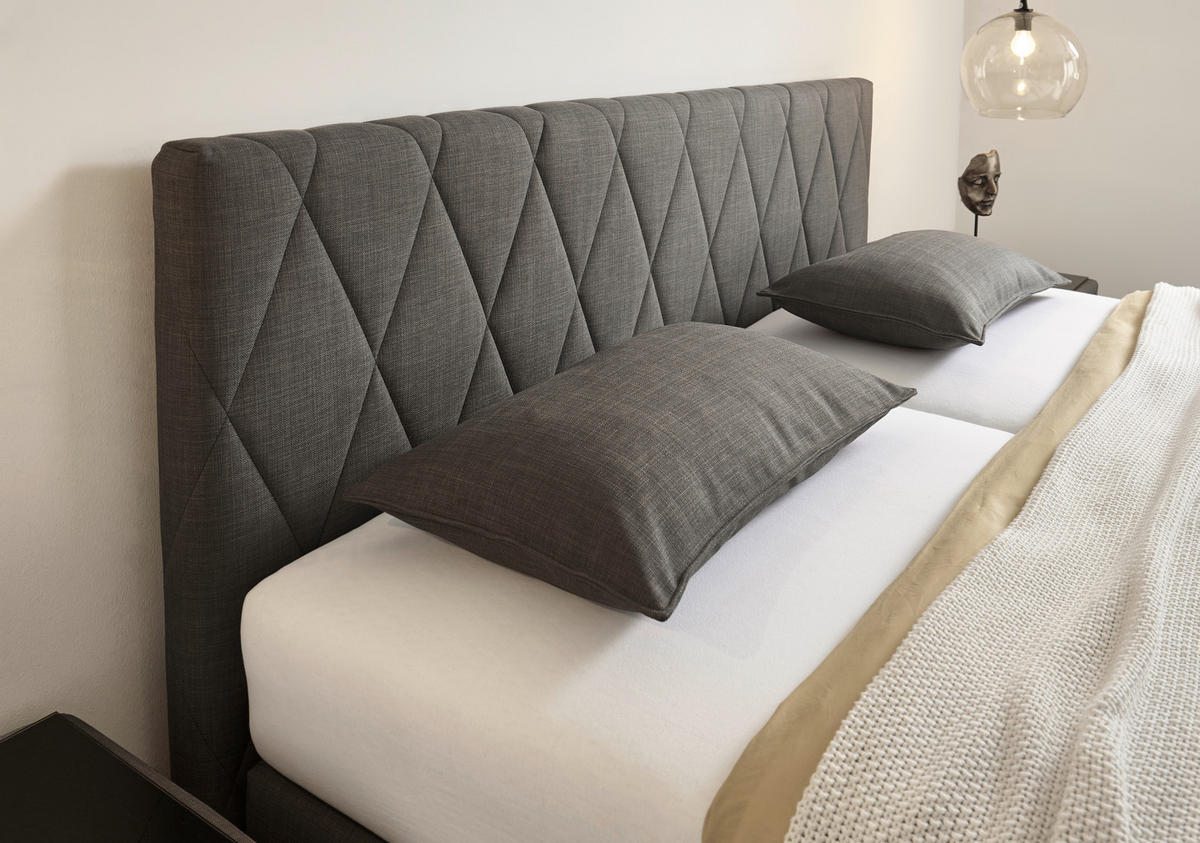 BOXSPRINGBETT 180/200 cm  in Dunkelgrau  - Dunkelgrau/Schwarz, Design, Kunststoff/Textil (180/200cm) - RUF Betten