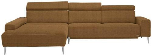 ECKSOFA in Webstoff Gelb  205/308 cm  - Gelb/Alufarben, Design, Textil/Metall (205/308cm) - Sedda