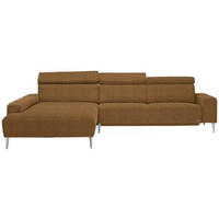ECKSOFA in Webstoff Gelb  205/308 cm  - Gelb/Alufarben, Design, Textil/Metall (205/308cm) - Sedda