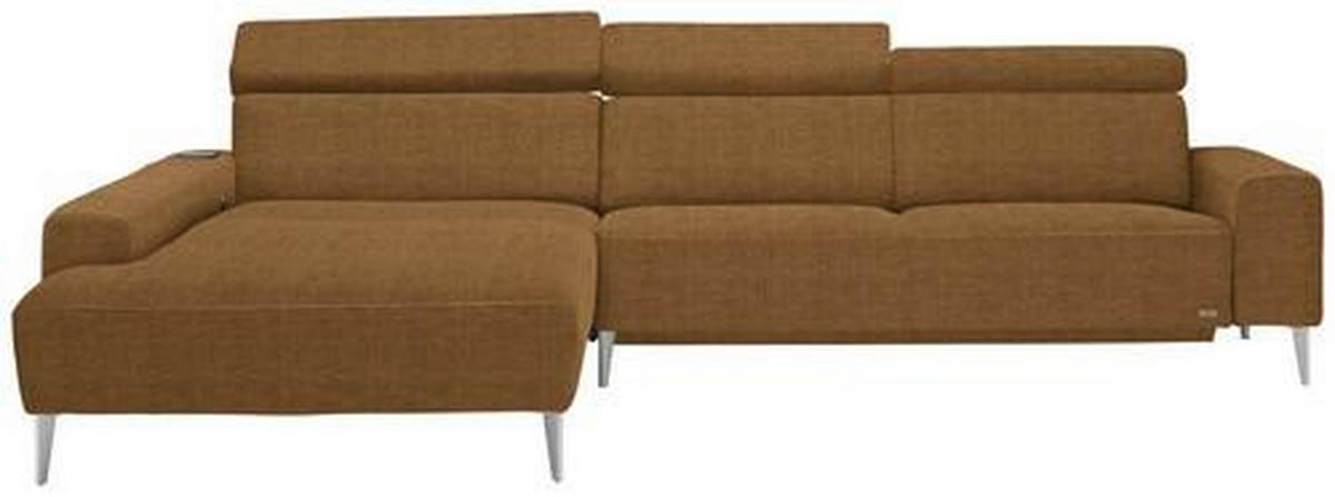 ECKSOFA in Webstoff Gelb  205/308 cm  - Gelb/Alufarben, Design, Textil/Metall (205/308cm) - Sedda