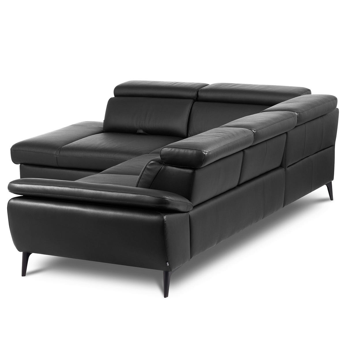 ECKSOFA  in Lederlook Echtleder Schwarz  220/274 cm  - Schwarz, Design, Leder/Textil (220/274cm) - Livetastic