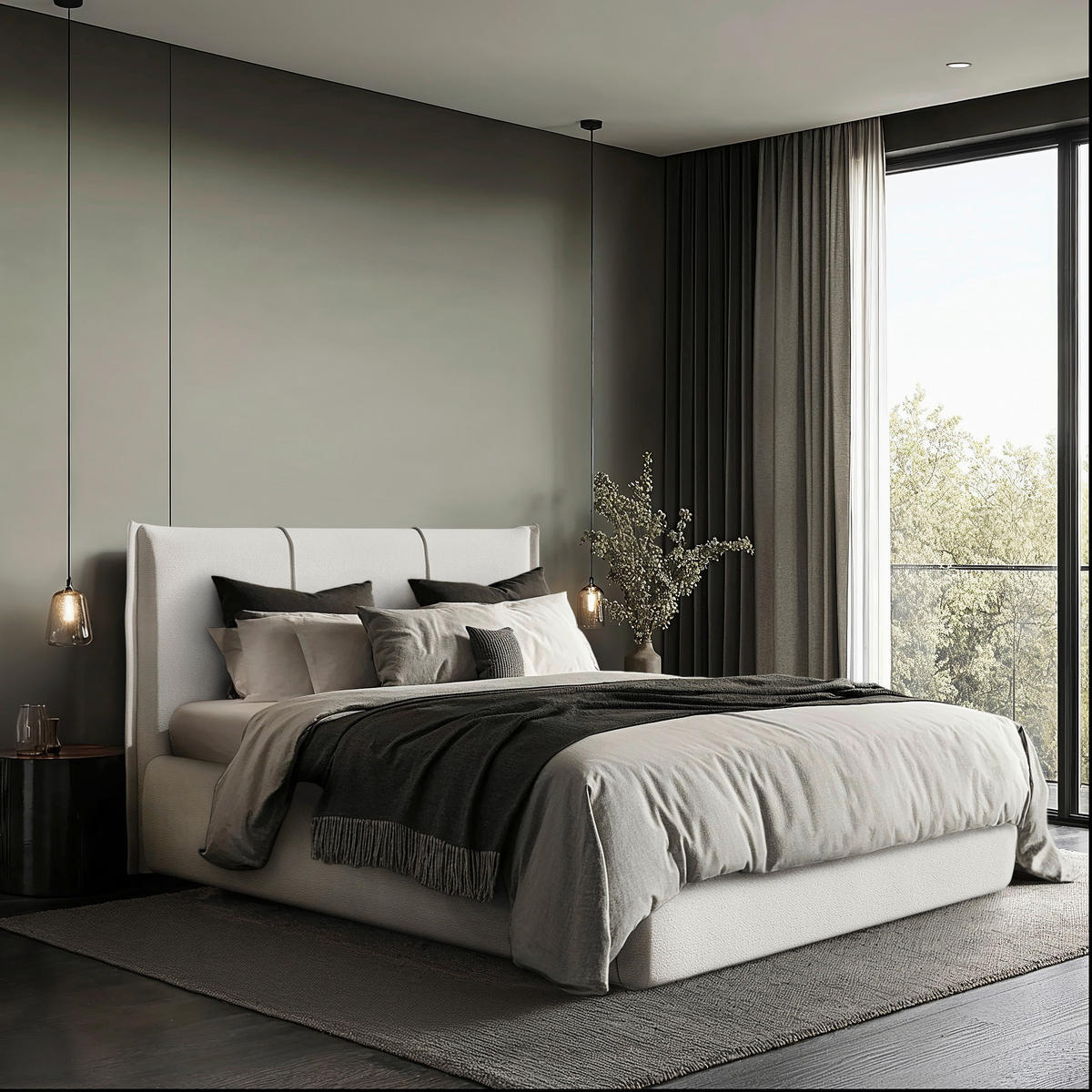 POLSTERBETT 180/200 cm  in Creme  - Creme/Schwarz, Modern, Holz/Holzwerkstoff (180/200cm) - MID.YOU