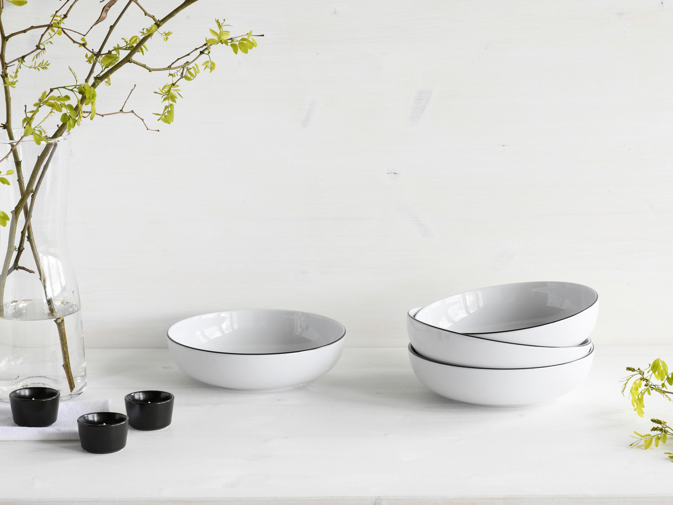 SCHÜSSELSET 4-teilig Allround Black Line   - Schwarz/Weiß, Design, Keramik - Creatable