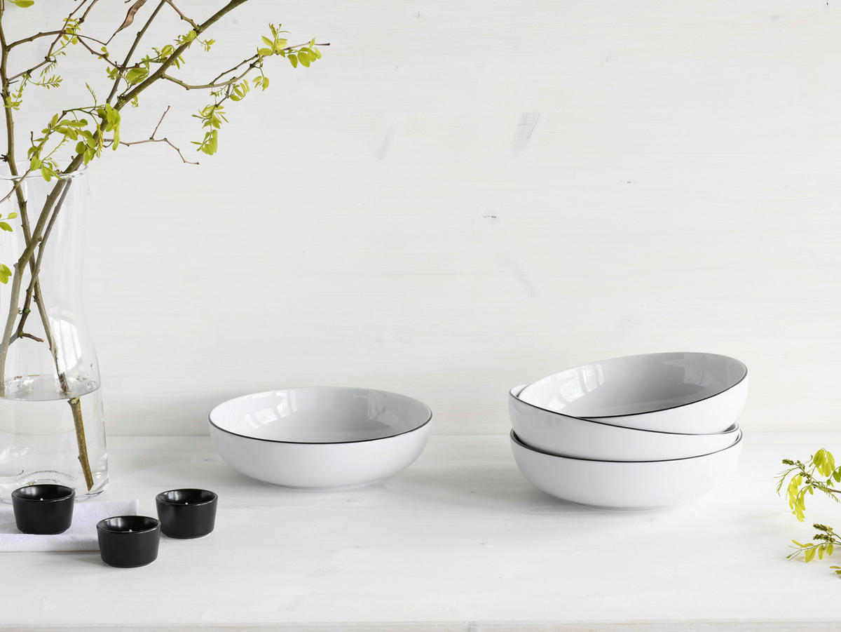 SKÅLSET 4 delar Allround Black Line   - vit/svart, Design, keramik - Creatable