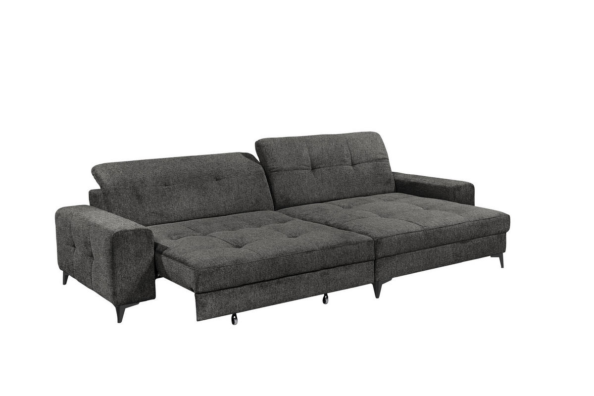 ECKSOFA SORELLA Graphitfarben Chenille Kopfteilverstellung, Sitztiefenverstellung  - Schwarz/Graphitfarben, Design, Kunststoff/Textil (328/182cm) - MID.YOU