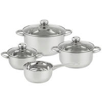 GRYT- OCH KASTRULLSET 4 delar  - klar/stålfärgad, Basics, metall/glas - Boxxx