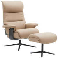 RELAXFÅTÖLJ SET i läderimitation svart, taupe  - svart/taupe, Design, metall/läder (78/111/81cm) - Xora
