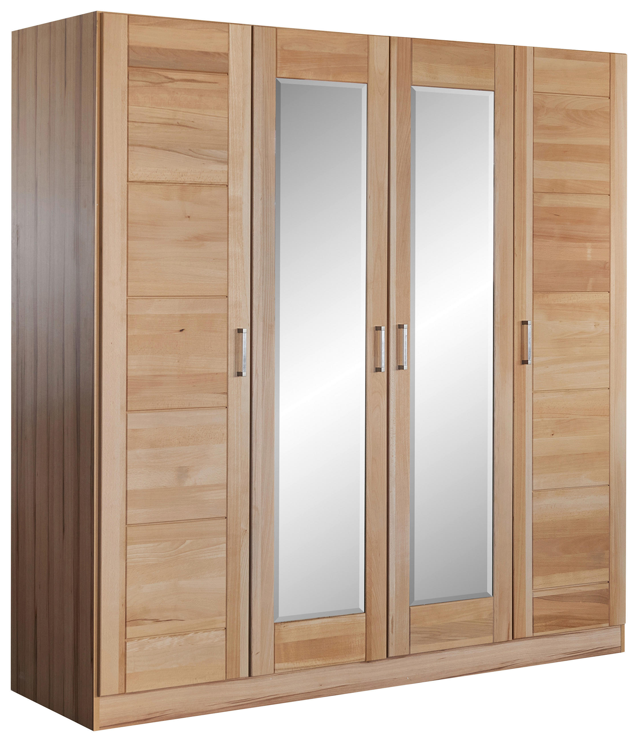 DREHTÜRENSCHRANK 4-türig Kernbuche  - Kernbuche/Nickelfarben, Natur, Glas/Holz (202cm) - Boxxx