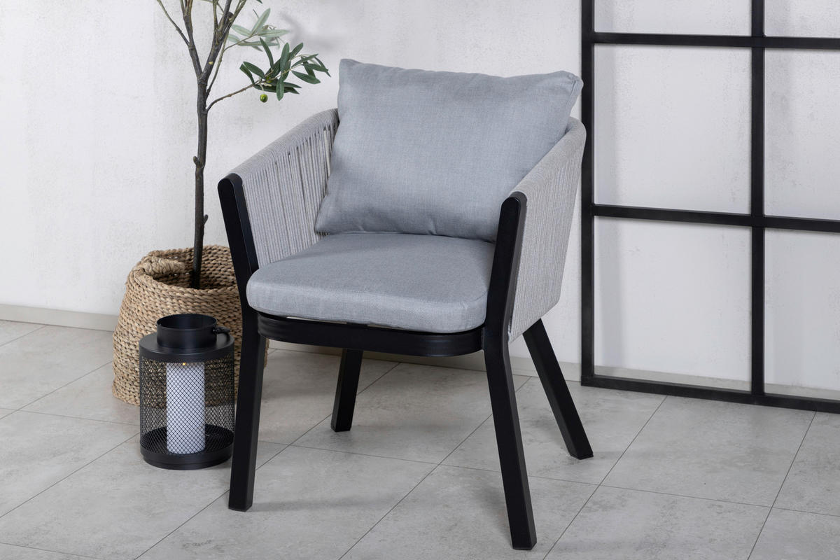 UTESTOLAR SET i metall, textil grå, svart  - grå/svart, Klassisk, metall/textil (60/73/62,5cm) - Gardenson