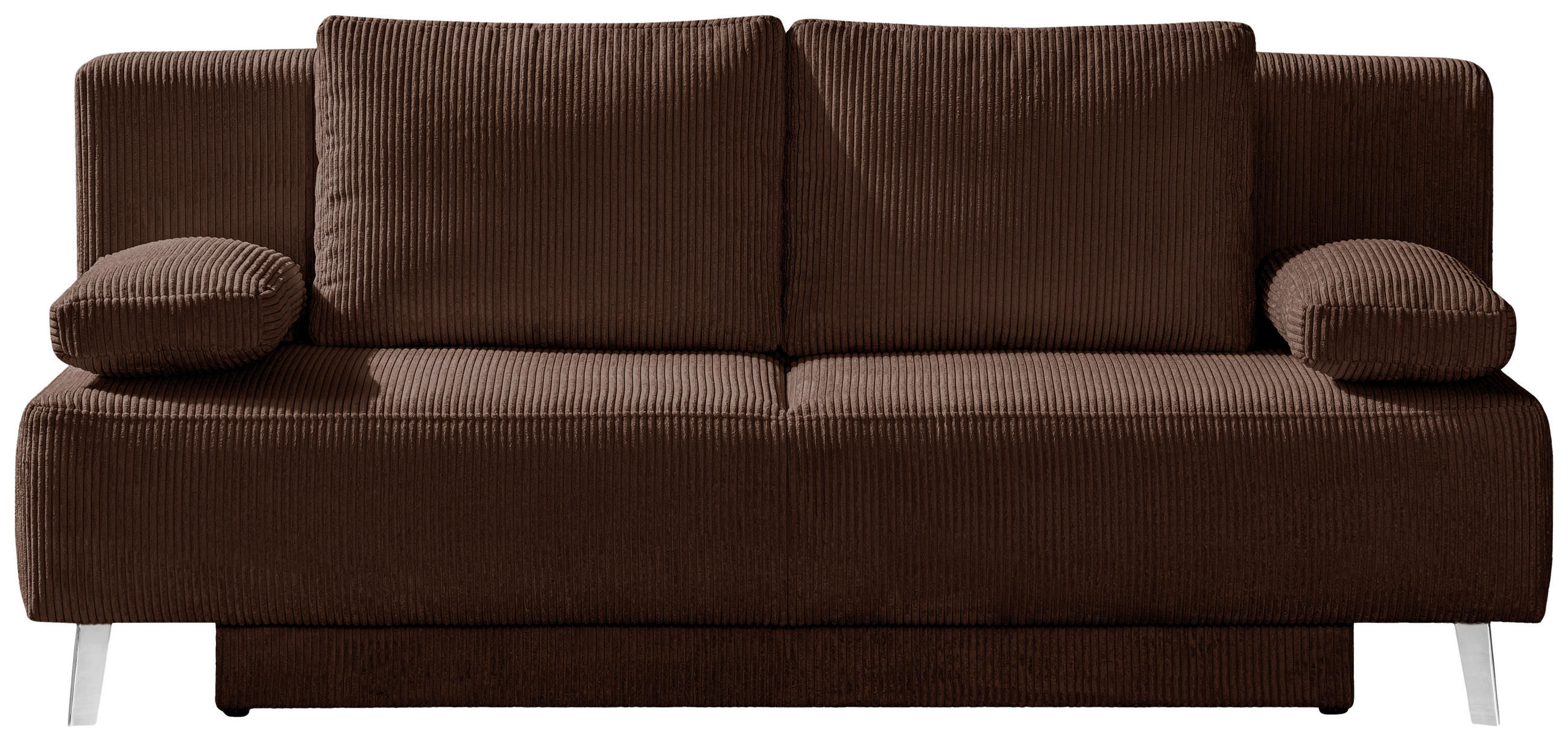 SCHLAFSOFA Spicy Cord Schlammfarben  inkl. Rückenkissen, Armlehnenkissen, Bettkasten, Schlaffunktion  - Schlammfarben, MODERN, Textil/Metall (193/85/88cm) - Novel
