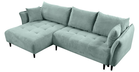 ECKSOFA  in Chenille Mintgrün  - Schwarz/Mintgrün, KONVENTIONELL, Holz/Textil (160/290cm) - Carryhome