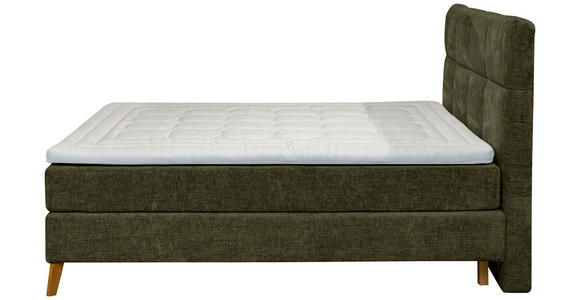 BOXSPRINGBETT 180/200 cm  in Dunkelgrün  - Dunkelgrün/Eichefarben, KONVENTIONELL, Holz/Textil (180/200cm) - Carryhome