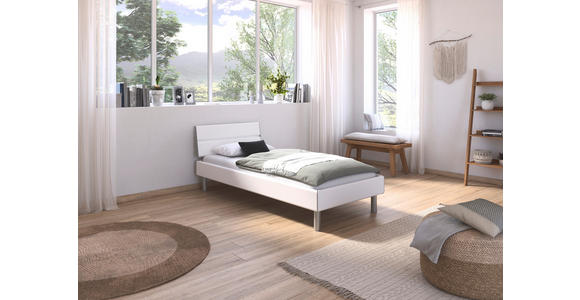 BETT 90/200 cm in Weiß - Alufarben/Weiß, Design, Holzwerkstoff/Metall (90/200cm) - Carryhome